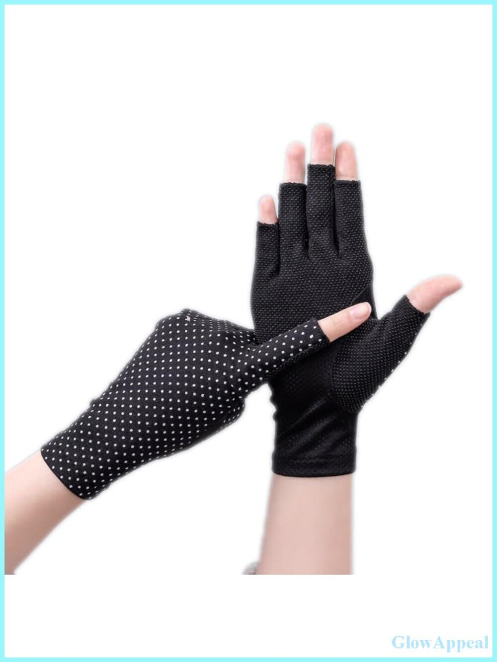 Women's UV Protection Fingerless Driving Gloves with Thumbhole Non-Slip Cotton